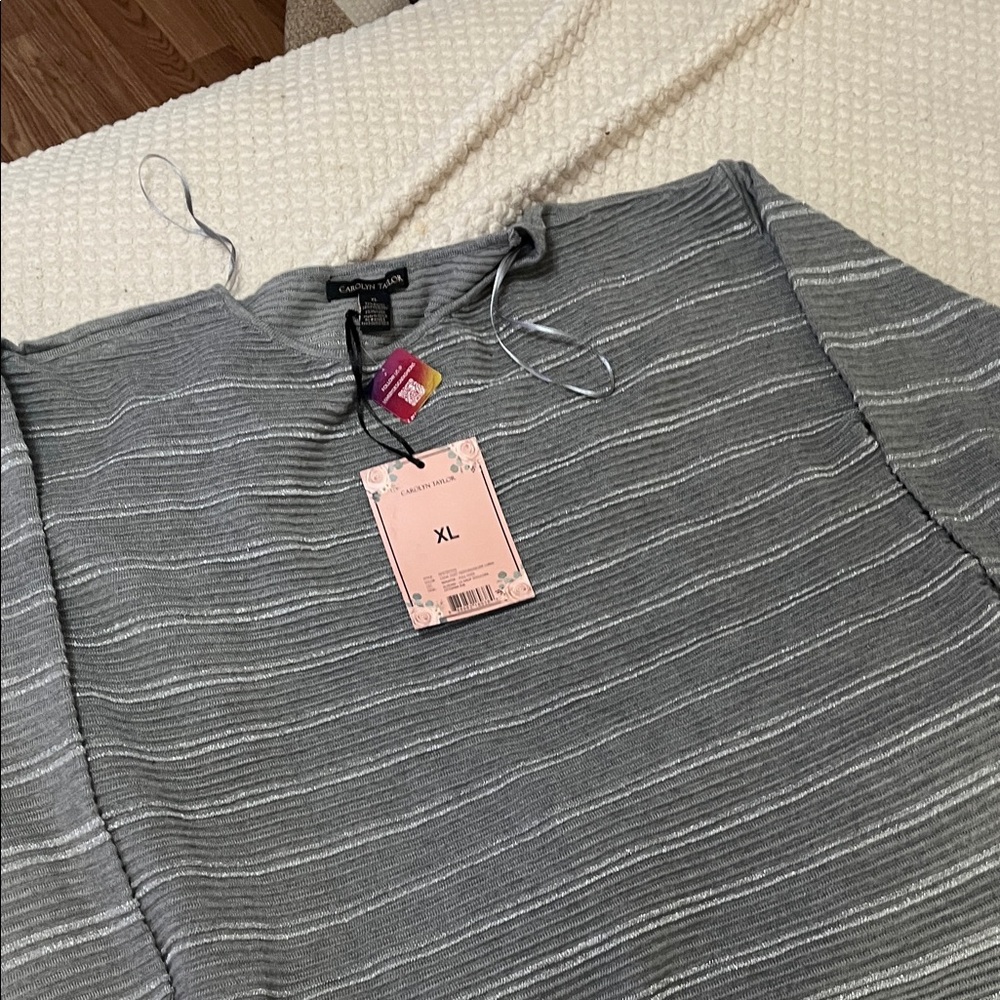 Carolyn Taylor Gray Striped Sweater Women’s XL